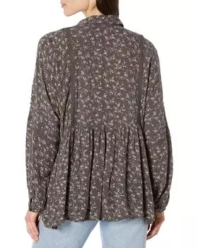 Блуза Lucky Brand Floral Popover Blouse, черный мульти