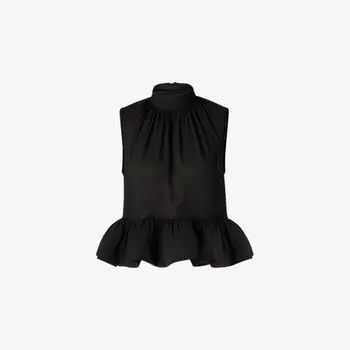 Блуза Malina Lune с рюшами на бретелях, черный
