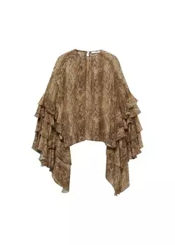 Блуза MANGO Blouse Carola, цвет Brown/Chocolate/Light brown