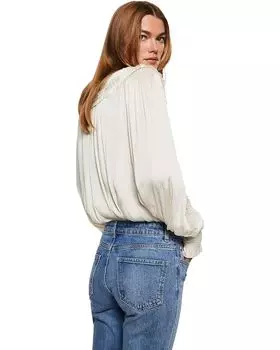 Блуза MANGO Crumble Blouse, естественный
