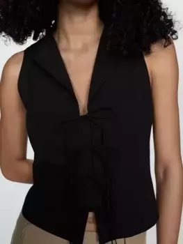 Блуза Mango Cute Tie Front, черный