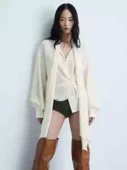 Блуза Mango Garden Tie Neck, цвет light beige