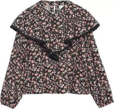 Блуза MANGO Kids Flora Blouse, черный