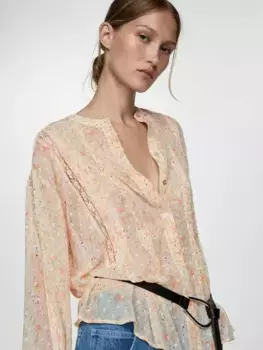 Блуза Mango Kiss Floral Semi Sheer, разноцветный