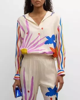 Блуза Mariella с тропическим цветочным принтом Johnny Was, цвет Endless Sunshine