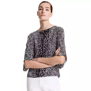 Блуза Michael Kors Nikki Ocelot Silk Crepe De Chine, белый/черный