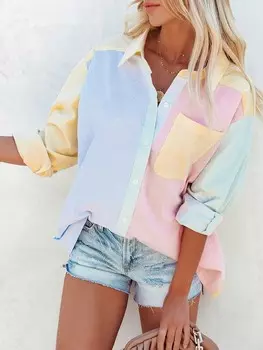 Блуза Milan Kiss Bluse, цвет Hellblau/Gelb/Rosa