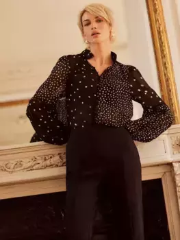 Блуза Mint Velvet Contrast Spot Print, черный