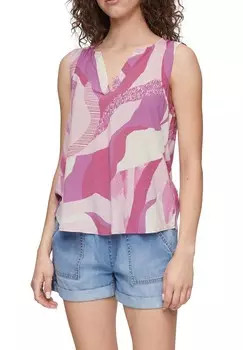 Блуза MIT ALL-OVER-PRINT UND AUSSCHNITT QS, фиолетовый