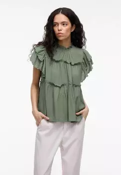 Блуза MIT ANGESCHNITTENEN RMELN VIPRETA STEHKRAGEN VILA, хаки