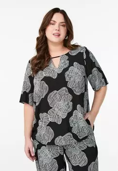 Блуза MIT DRUCK Zizzi, серый