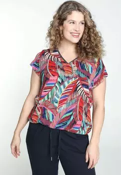 Блуза MIT FARBIGEM FEDERMUSTER UND HALSKETTE Paprika, цвет multicolor