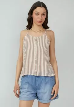 Блуза MIT KNOPFLEISTE QS, бежевый