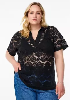Блуза MIT KRAGEN UND V-AUSSCHNITT Zizzi, черный