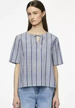 Блуза MIT KURZEN RMELN PCTESSA Pieces, темно-синий