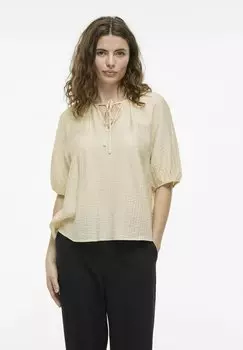 Блуза MIT KURZEN RMELN V-AUSSCHNITT VILA, бежевый