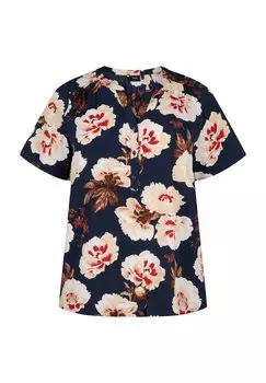 Блуза Mit Kurzen rmeln Zizzi, темно-синяя роза aop