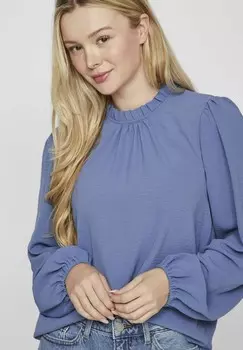 Блуза MIT LANGEN RMELN HIGH NECK VILA, синий металлик