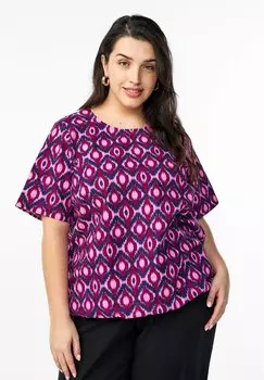 Блуза MIT PRINT UND KURZEN RMELN Zizzi, розовый