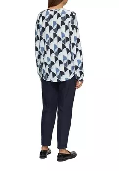 Блуза MIT RAFFDETAILS UND ALL OVER PRINT s.Oliver, черный