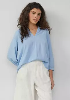 Блуза MIT RAFFUNG AN DER SCHULTER QS, светло-голубой