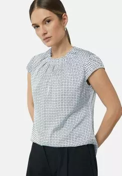 Блуза MIT RAFFUNG UND ALL-OVER-PRINT comma, светло-голубой