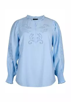 Блуза MIT RSCHEN UND LOCHSTICKEREI Zizzi, светло-голубой