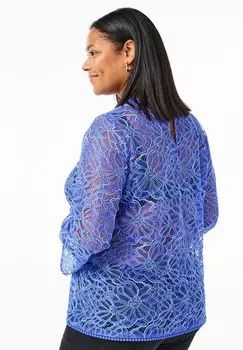 Блуза MIT RUNDHALSAUSSCHNITT UND LANGEN RMELN Zizzi, синий