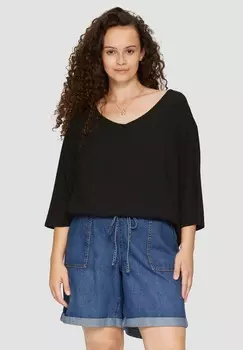 Блуза MIT V-AUSSCHNITT QS, черный