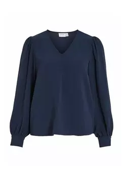 Блуза MIT V-AUSSCHNITT VILA, темно-синий