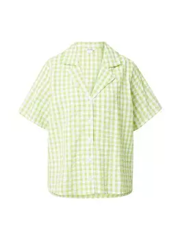 Блуза Monki, светло-зеленый/белый