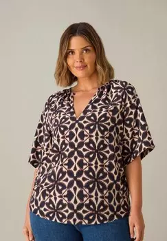 Блуза MONO GEO RAGLAN SLEEVE Live Unlimited London, черный