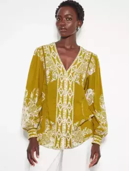 Блуза Monsoon Tillie Print, оливковый