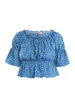 Блуза myMo Mit Herzchenprint, синий