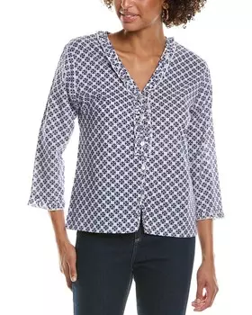 Блуза на пуговицах гранатового цвета с фланцем Pomegranate, синий