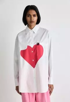 Блуза на пуговицах OVERSIZED PRINTED HEART Dkny, белый