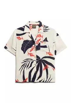 Блуза на пуговицах Resort Superdry, силуэт джунглей, экрю
