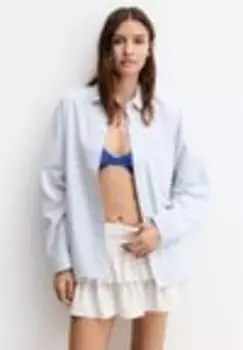 Блуза на пуговицах STRIPED LONG SLEEVE Pull&Bear, светло-синий