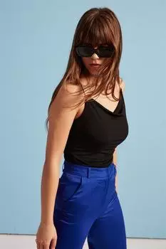 Блуза на тонких бретельках черная VATKALI, черный