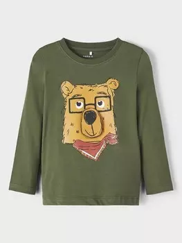 Блуза Name It NMMOAK LS TOP BOX, зеленый