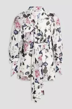 Блуза Nazeen из крепдешина с бантом и цветочным принтом ERDEM, розовый