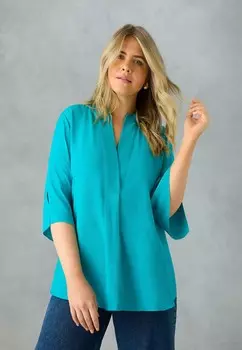 Блуза NEHRU COLLAR Live Unlimited London, бирюзовый