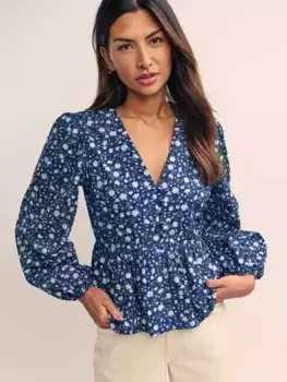 Блуза Nobody's Child Ria Organic Cotton Floral, цвет blue/multi