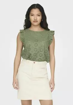 Блуза NORMAL GESCHNITTEN RUNDHALS VOLUMINSER ARMSCHNITT JDY, цвет oil green