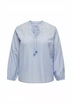 Блуза NORMAL GESCHNITTEN V-AUSSCHNITT CURVE ELASTISCHE BNDCHEN ONLY Carmakoma, светло-голубой