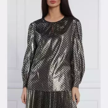 Блуза обычного кроя с люрексом и монограммой Karl Lagerfeld, черный