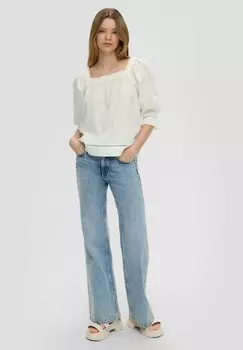 Блуза OFF-SHOULDER MIT DOBBY-STRUKTUR QS, кремовый