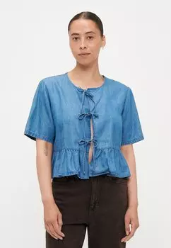 Блуза ONLBEA BOW SHIRT ONLY Petite, цвет Medium Blue Denim