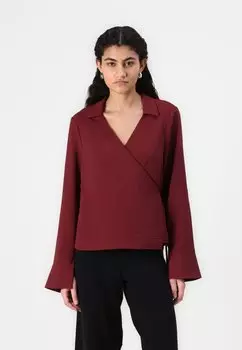 Блуза ONLMETTE WRAP SHIRT ONLY, винно-красный