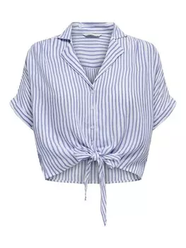 Блуза ONLY Bluse verkrzt Halbarm Knoten-Detail, синий
